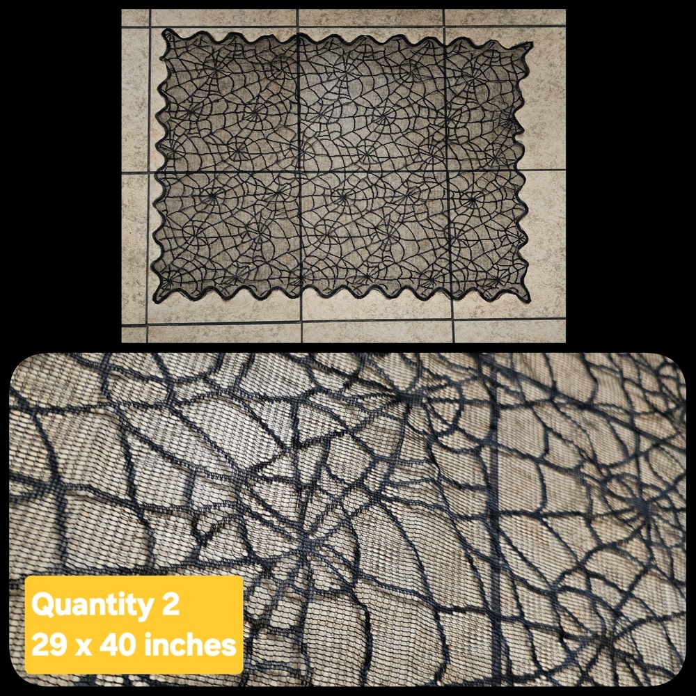 13 Piece Black Lace Halloween Decor Set - Picture 2 of 8